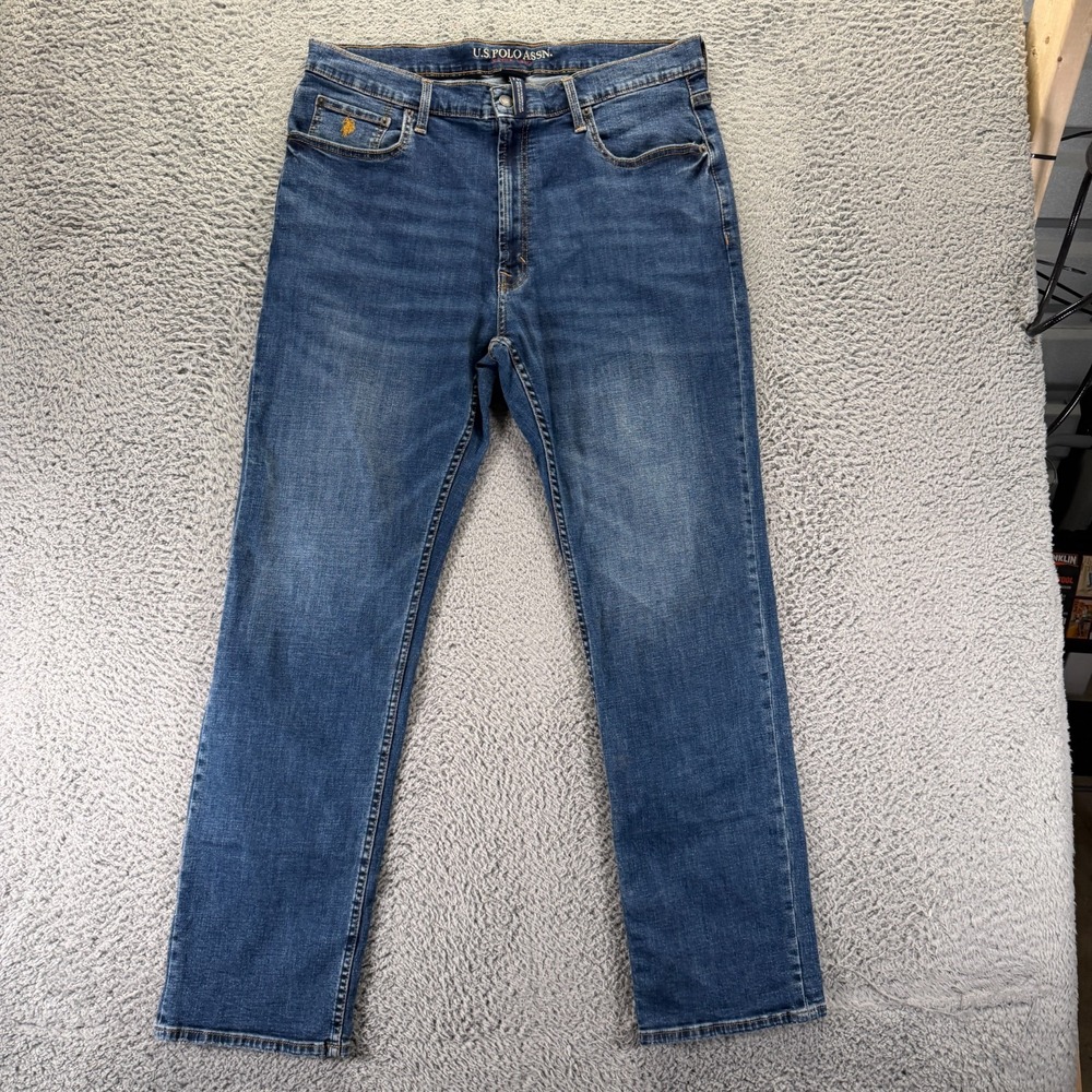 U.S. Polo Assn. Jeans Mens 36x32 Blue Cotton Denim Straight Leg Faded Stretch